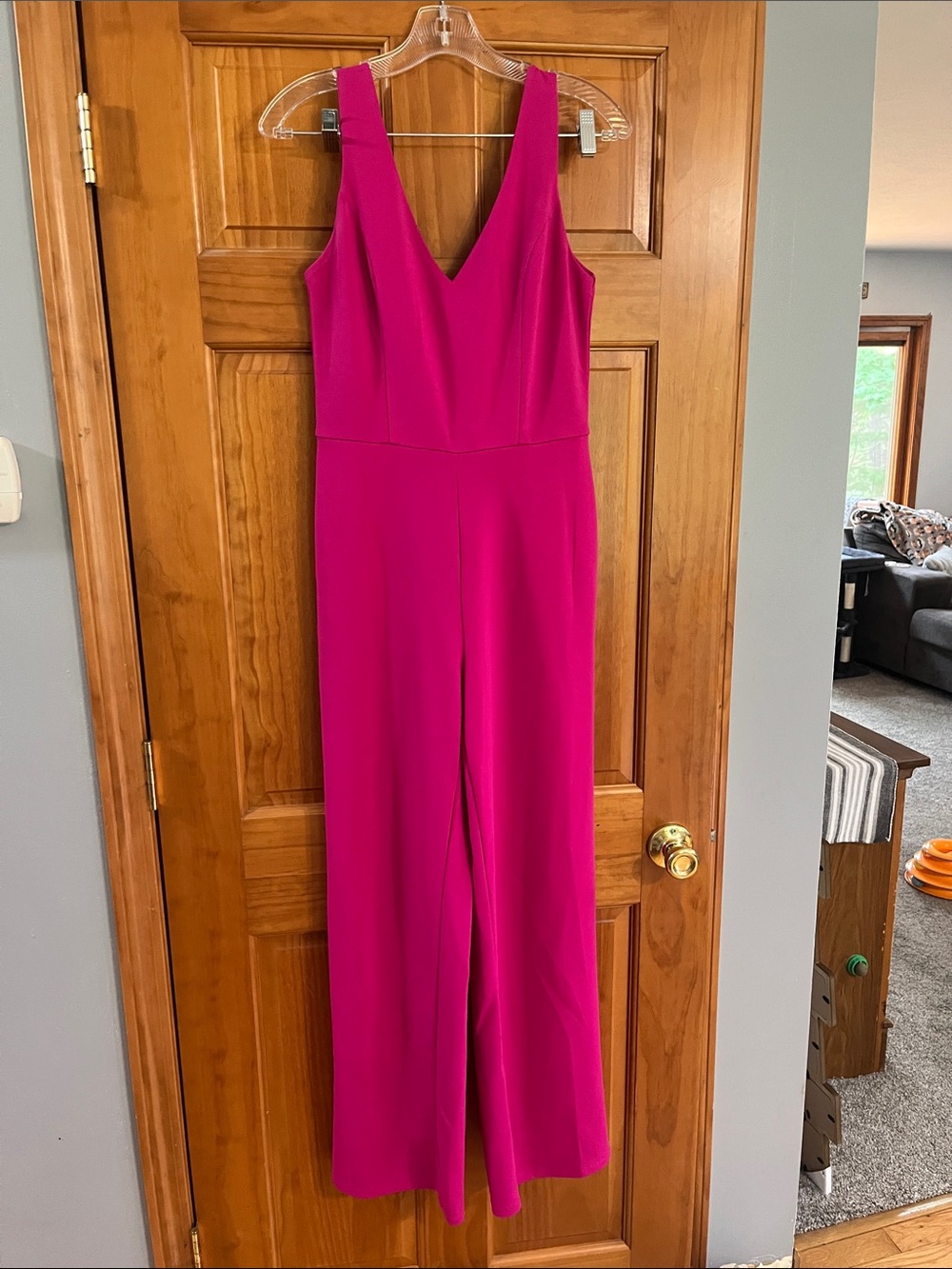 Women's Fuchsia V-Neck Jumpsuit